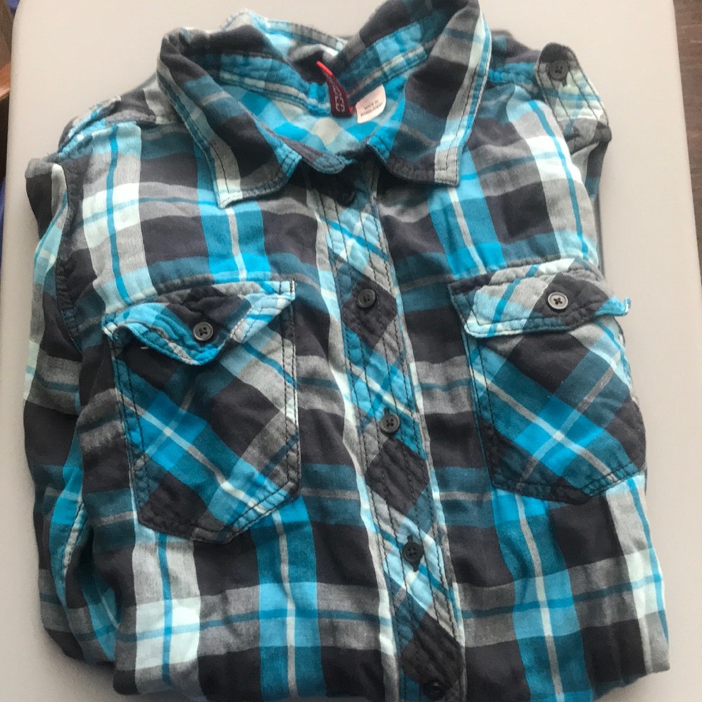 Soon gone to donate Blue Plaid button down Shirt